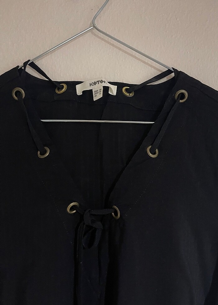 Siyah ince tunik bluz - Görsel 2