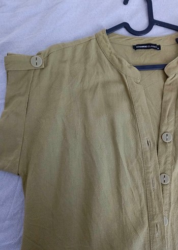 LC Waikiki Haki, Keten V Yaka Düğmeli Kadın Gömlek