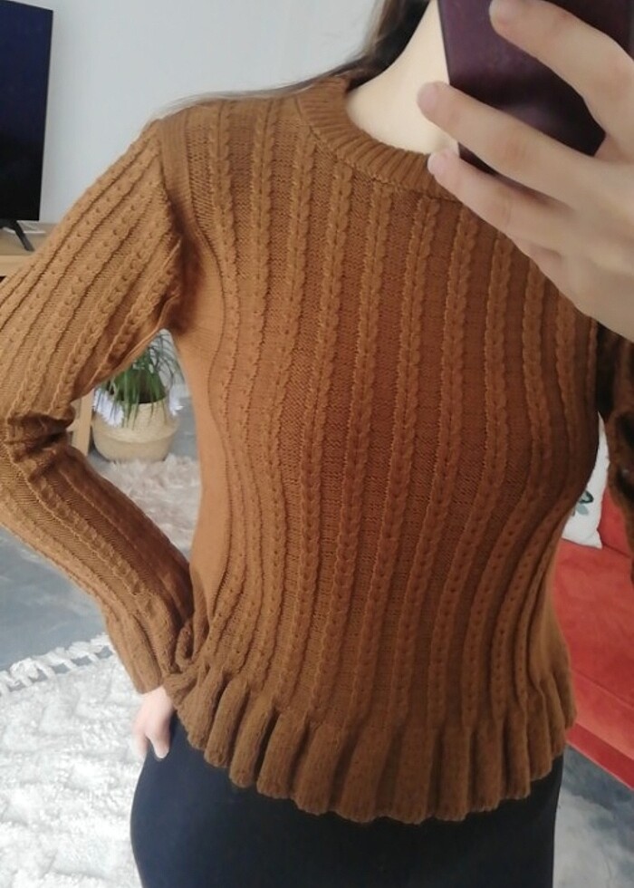 Trendyol trendyolmilla kazak kahverengi  - Görsel 3