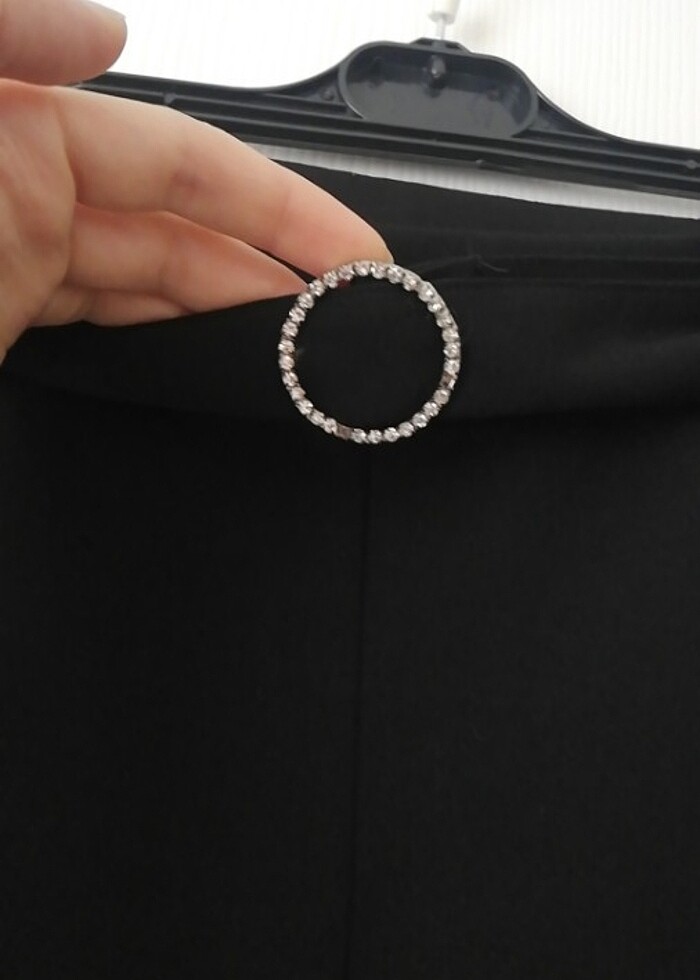 Koton siyah ispanyol paça yırtmaçlı pantolon tayt  - Görsel 3