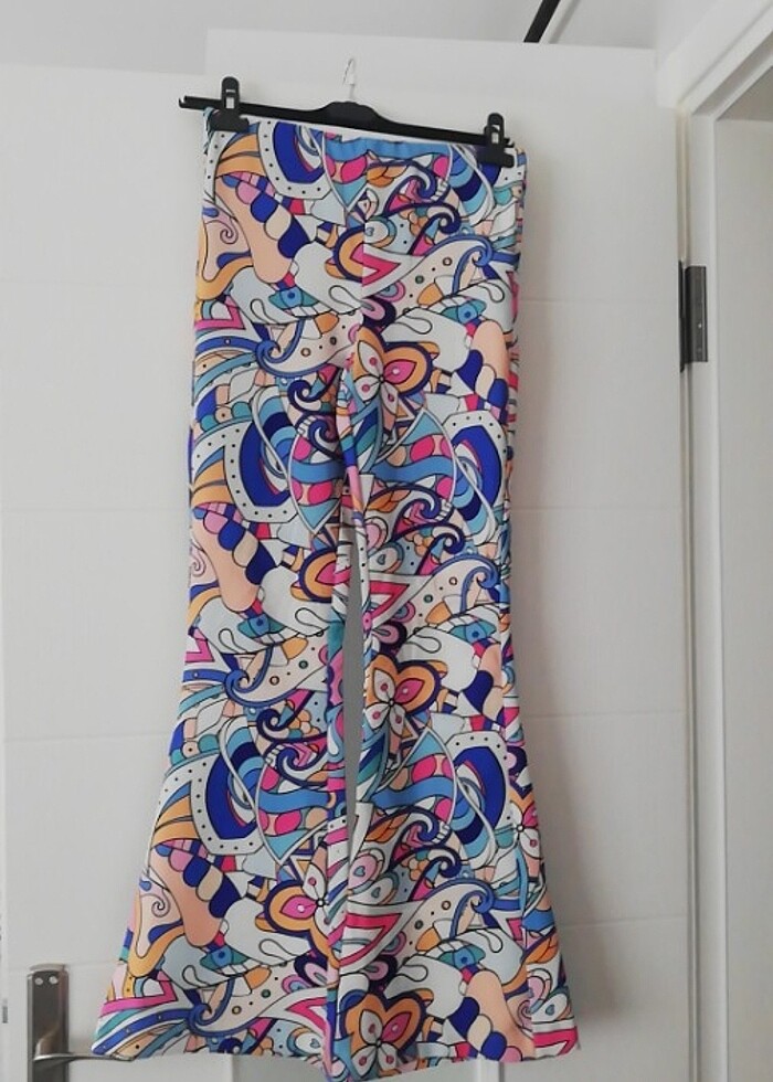 İspanyol paça desenli pantolon  - Görsel 2