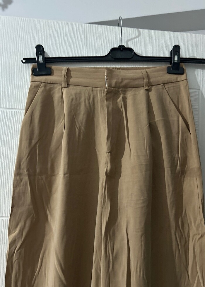 Piliseli camel bol pantolon - Görsel 3