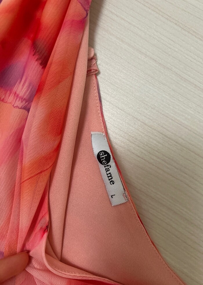 Batik desen tek kol elbise - Görsel 4