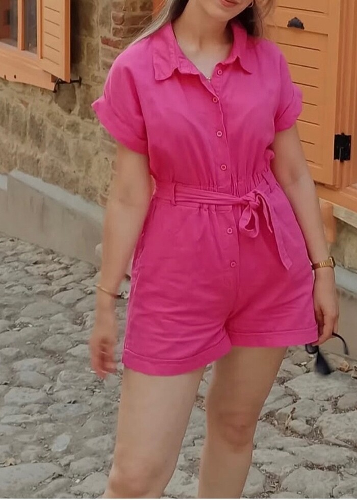Fuşya pembe tulum - Görsel 2