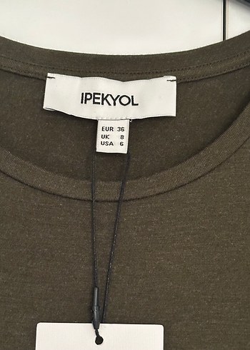 İpekyol haki kendineden kemerli penye elbise yeni etiketli - Görsel 4