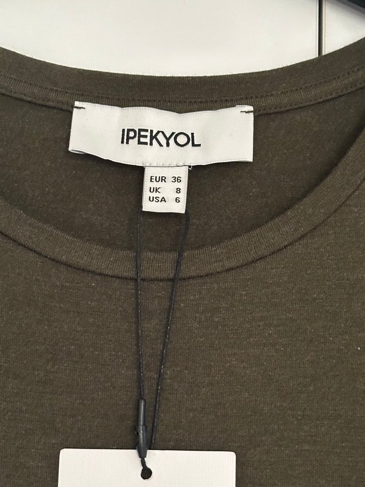 İpekyol haki kendineden kemerli penye elbise yeni etiketli - Görsel 4