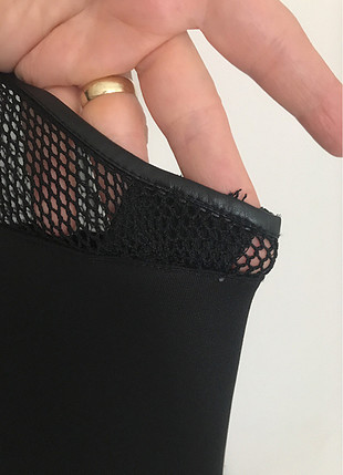 Koton xl beden yakası file deri dataylı dalgıç kumaş elbise kol