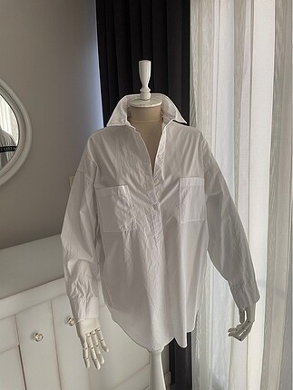 Twist beyaz sırtı zımba detaylı şık tarz gömlek temiz az kullanı
