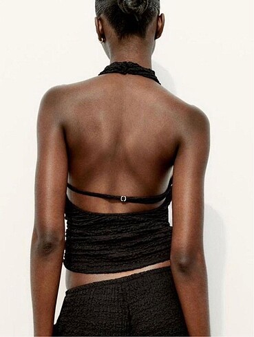 Zara Zara dokulu halter yaka top
