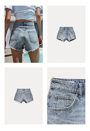 Zara Zara taşlı jean şort