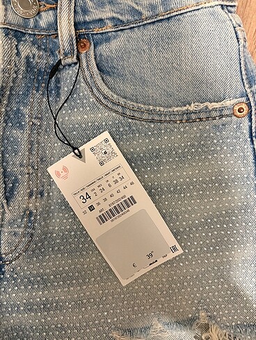 xs Beden mavi Renk Zara taşlı jean şort