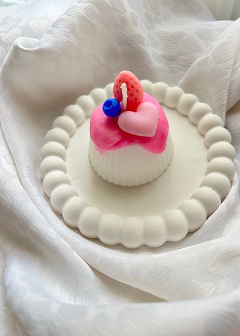 Beyaz Pastel Mum ve Tutucu Seti