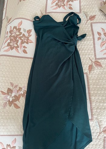 İnce Askılı petrol yeşili Midi Elbise - Görsel 6