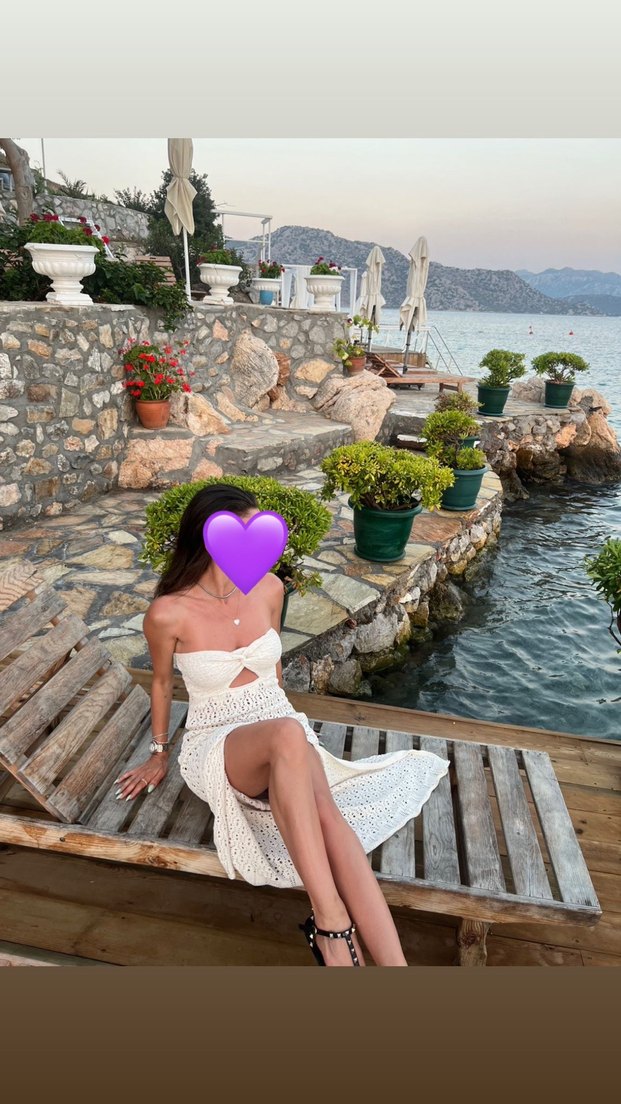 Örgü Straplez Uzun Beyaz Elbise - Görsel 2