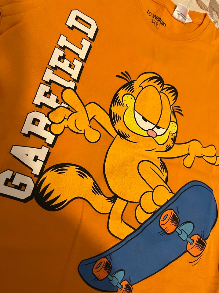 Turuncu Garfield Baskılı Erkek çocuj Tişört - Görsel 4