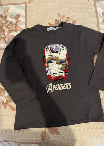 Erkek Çocuk Uzun Kollu Payetli Gri Tişört - Görsel 5