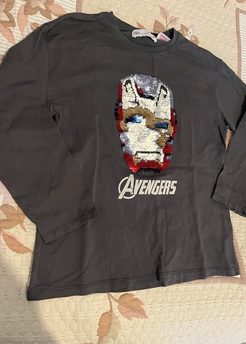 Erkek Çocuk Uzun Kollu Payetli Gri Tişört - Görsel 4