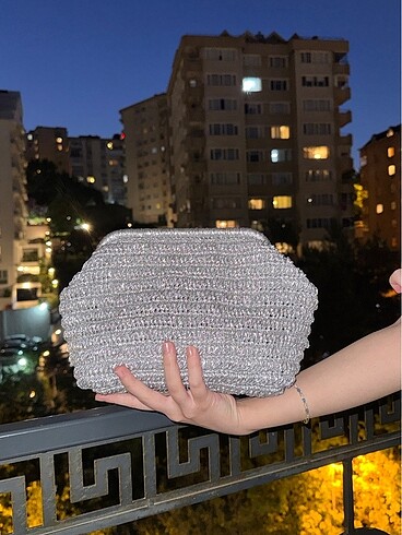Metalik silver burslu çanta