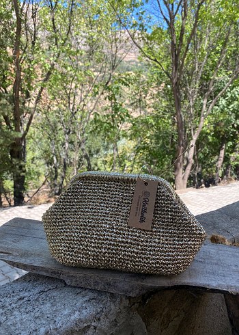 Gold Örgü Kadın Clutch Çanta