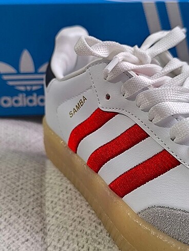 Adidas samba kırmızı beyaz şeffaf platform taban