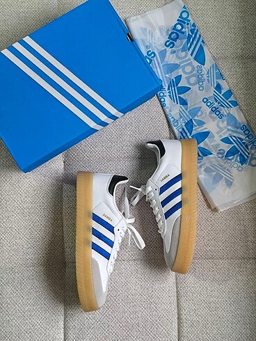39 Beden beyaz Renk Adidas samba mavi beyaz şeffaf platform taban