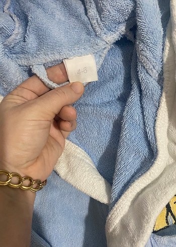 Nakışlı Erkek Çocuk Bornoz - Pastel Mavi - Görsel 3