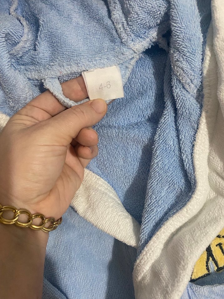 Nakışlı Erkek Çocuk Bornoz - Pastel Mavi - Görsel 3