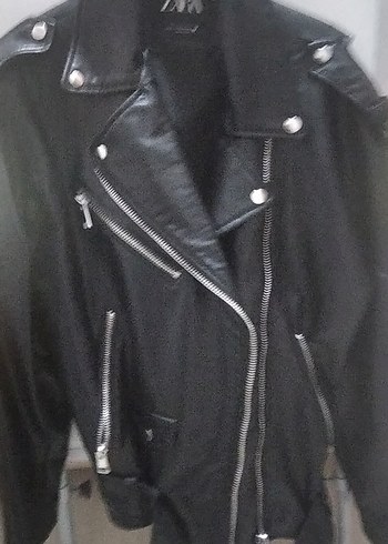 Siyah Deri Biker Ceket - Görsel 2