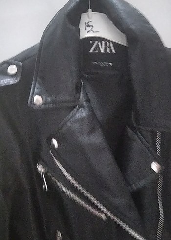 Siyah Deri Biker Ceket - Görsel 3