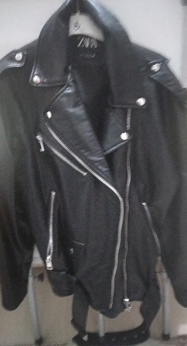 Siyah Deri Biker Ceket - Görsel 2