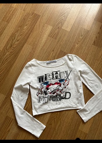 Bershka Bershaka markaKadın Baskılı Uzun Kollu Crop