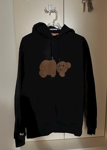 Kahverengi Baskılı Kapüşonlu Sweatshirt