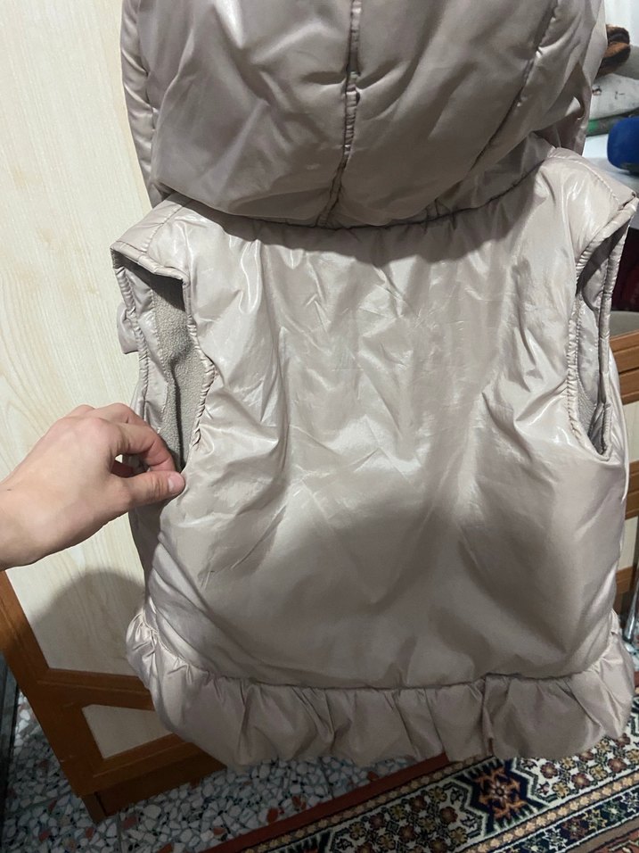 Kız Çocuk Bej Fermuarlı Yelek - Görsel 4