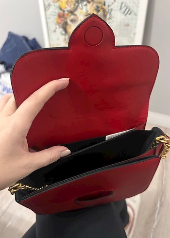 Kırmızı Deri Kadın Çanta Kalpli Tokalı - Görsel 3