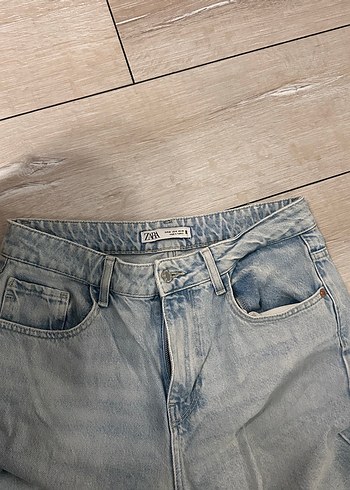 Zara açık mavi Midi Boy Bol Kesim Kadın Kot Pantolon - Görsel 2