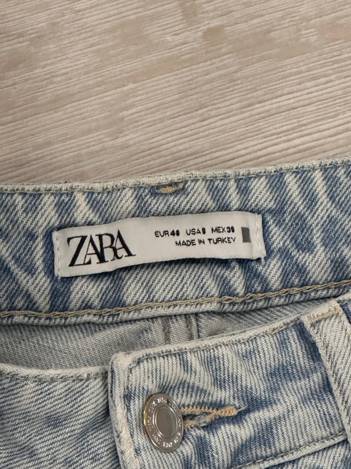 Zara açık mavi Midi Boy Bol Kesim Kadın Kot Pantolon - Görsel 3