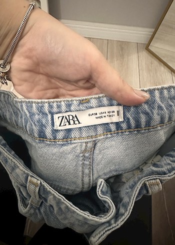Zara Açık Mavi Bol Kesim Midi Denim Kadın Pantolon - Görsel 2