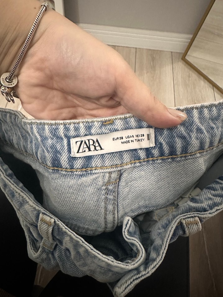Zara Açık Mavi Bol Kesim Midi Denim Kadın Pantolon - Görsel 2