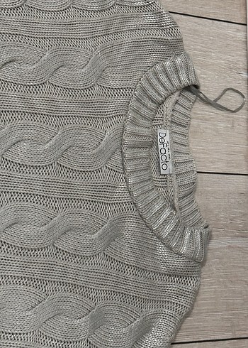 Metalik gri crop şık kazak - Görsel 2