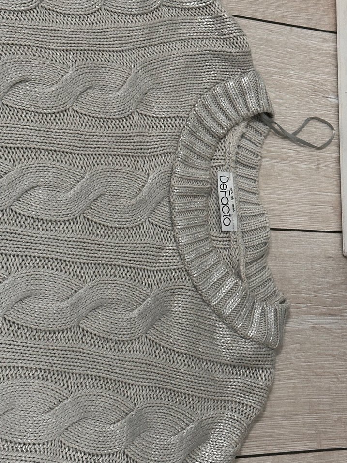 Metalik gri crop şık kazak - Görsel 2