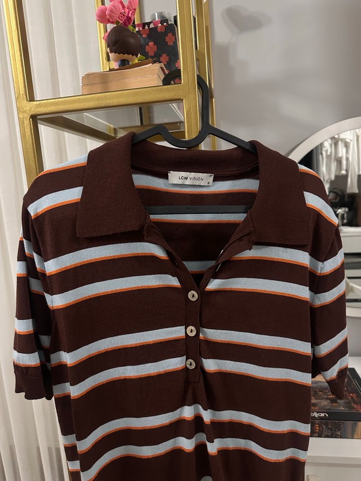 Kahverengi kısa kollu triko - Görsel 2