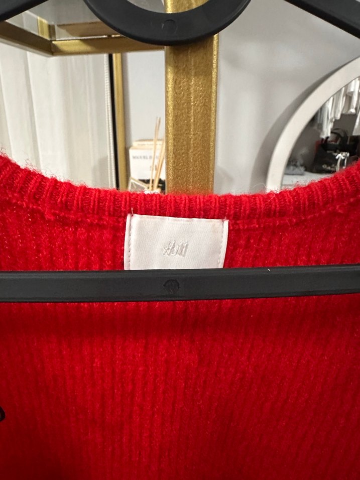 HM kare yaka kırmızı kazak - Görsel 2