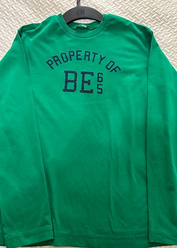 Benetton Erkek Çocuk Yeşil Uzun Kollu Baskılı Tişört