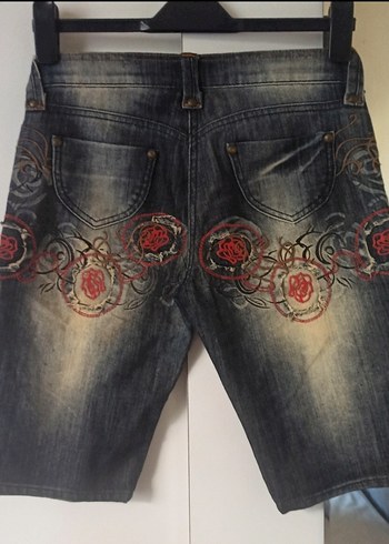 Nakışlı baskılı Kot Şort Replay - Görsel 4