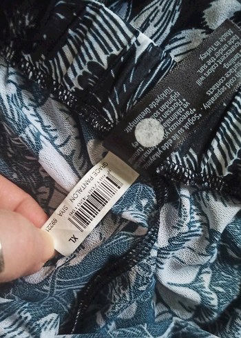 Gri Batik Desenli Bol Kesim Kadın pareo  Pantolon - Görsel 6