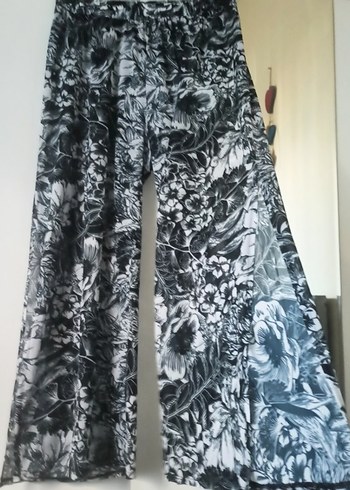 Gri Batik Desenli Bol Kesim Kadın pareo  Pantolon - Görsel 3