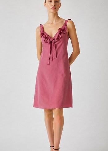 Max Mara Gul Kurusu Firfirli Mini Elbise Max Mara Vintage Zerafeti