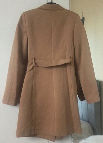 l Beden camel Renk Massimo dutti kruvaze uzun blazer ceket