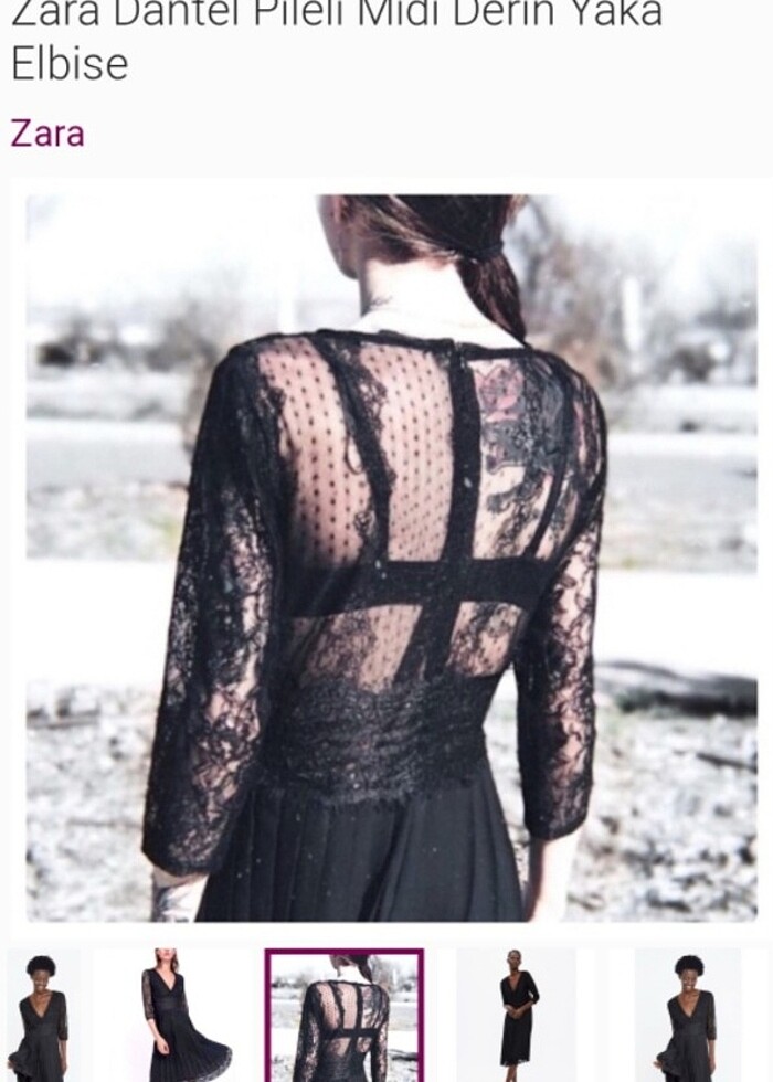 Zara pliseli dantel detaylı elbise  - Görsel 4