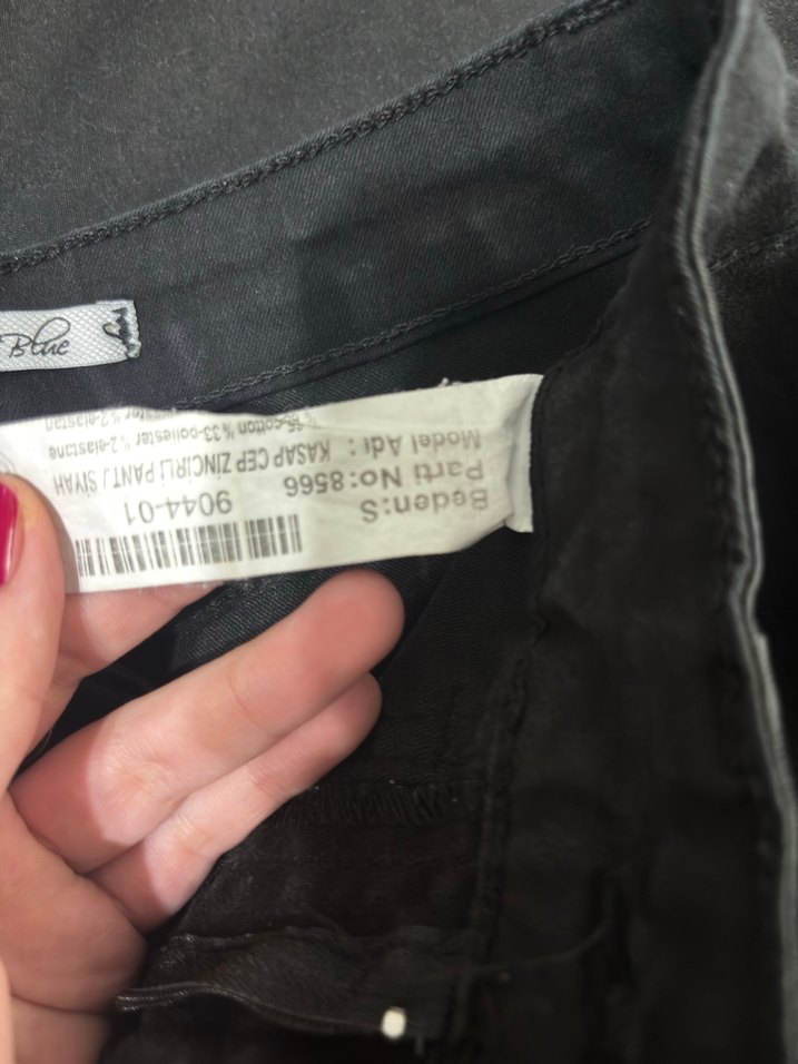 Siyah Bol Kesim Denim Kadın Pantolon - Görsel 3